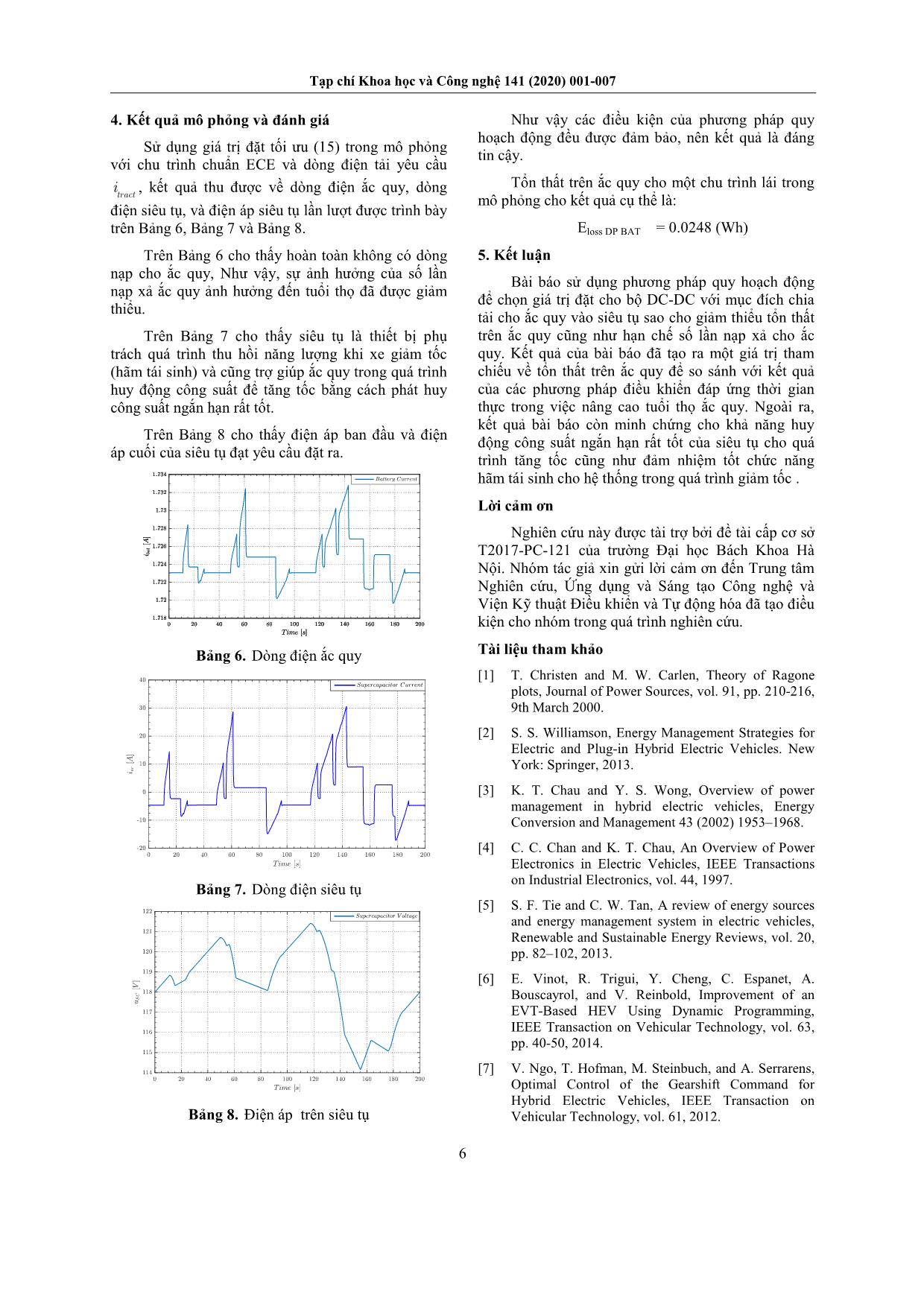 Quản lý năng lượng cho ô tô điện theo hướng tối tiểu hóa tổn thất trên ắc quy bằng phương pháp quy hoạch động trang 6