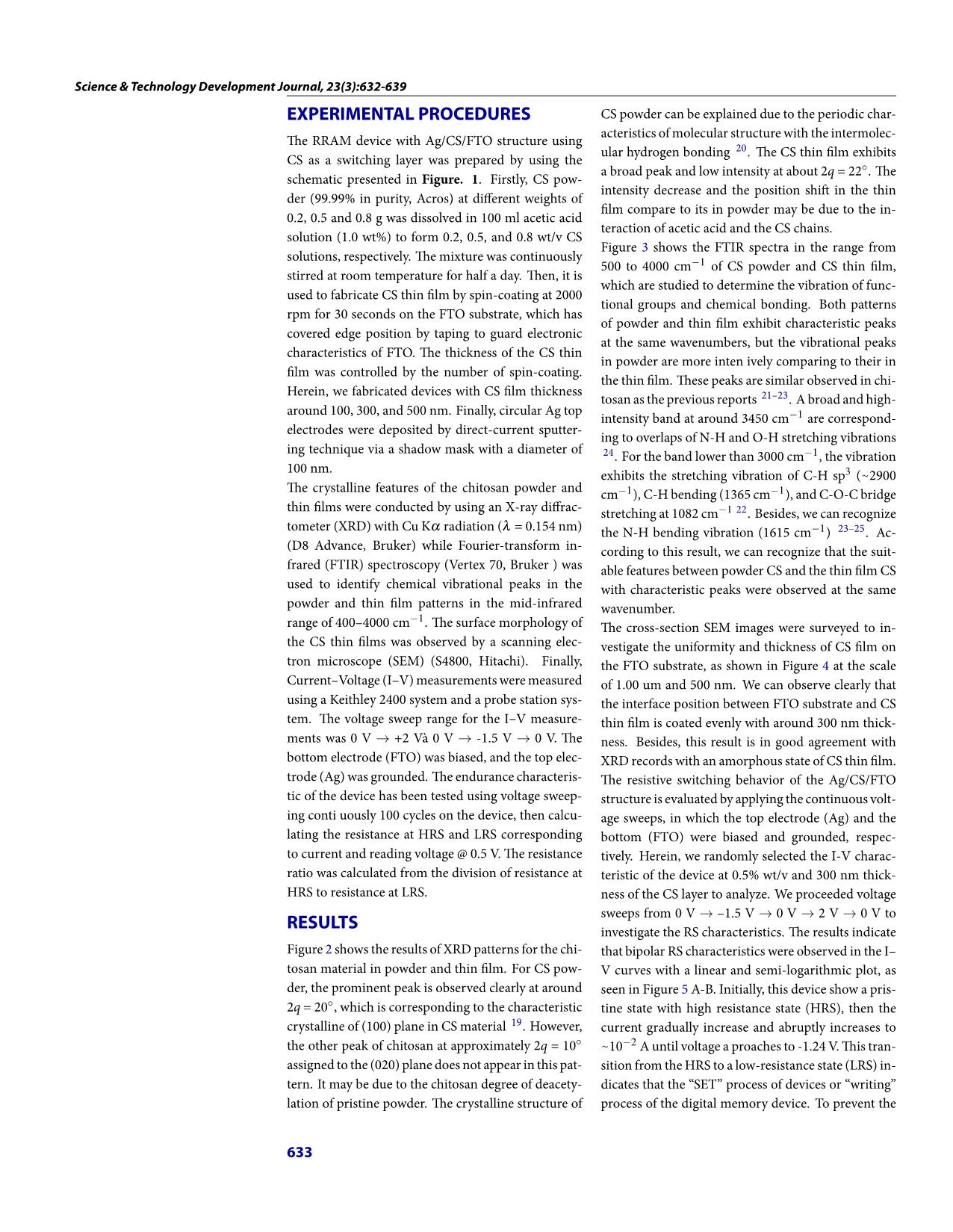 The effect of content and thickness of chitosan thin films on resistive switching characteristics trang 2