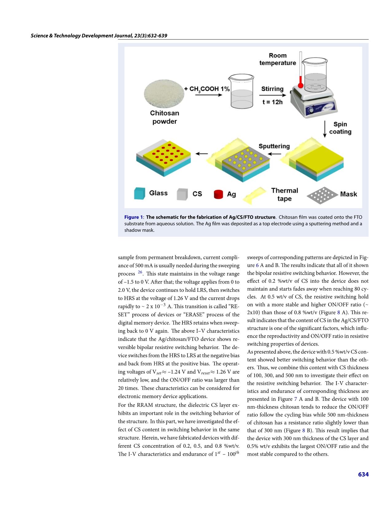 The effect of content and thickness of chitosan thin films on resistive switching characteristics trang 3