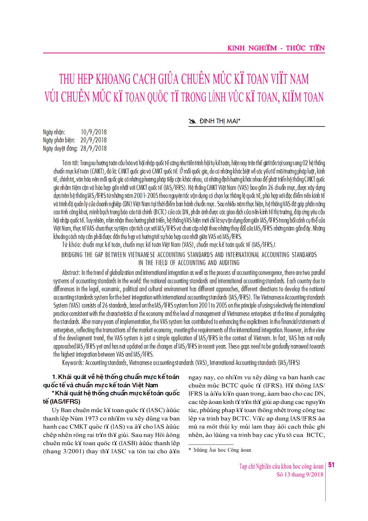 Thu hẹp khoảng cách giữa chuẩn mực kế toán Việt Nam với chuẩn mực kế toán quốc tế trong lĩnh vực kế toán, kiểm toán trang 1