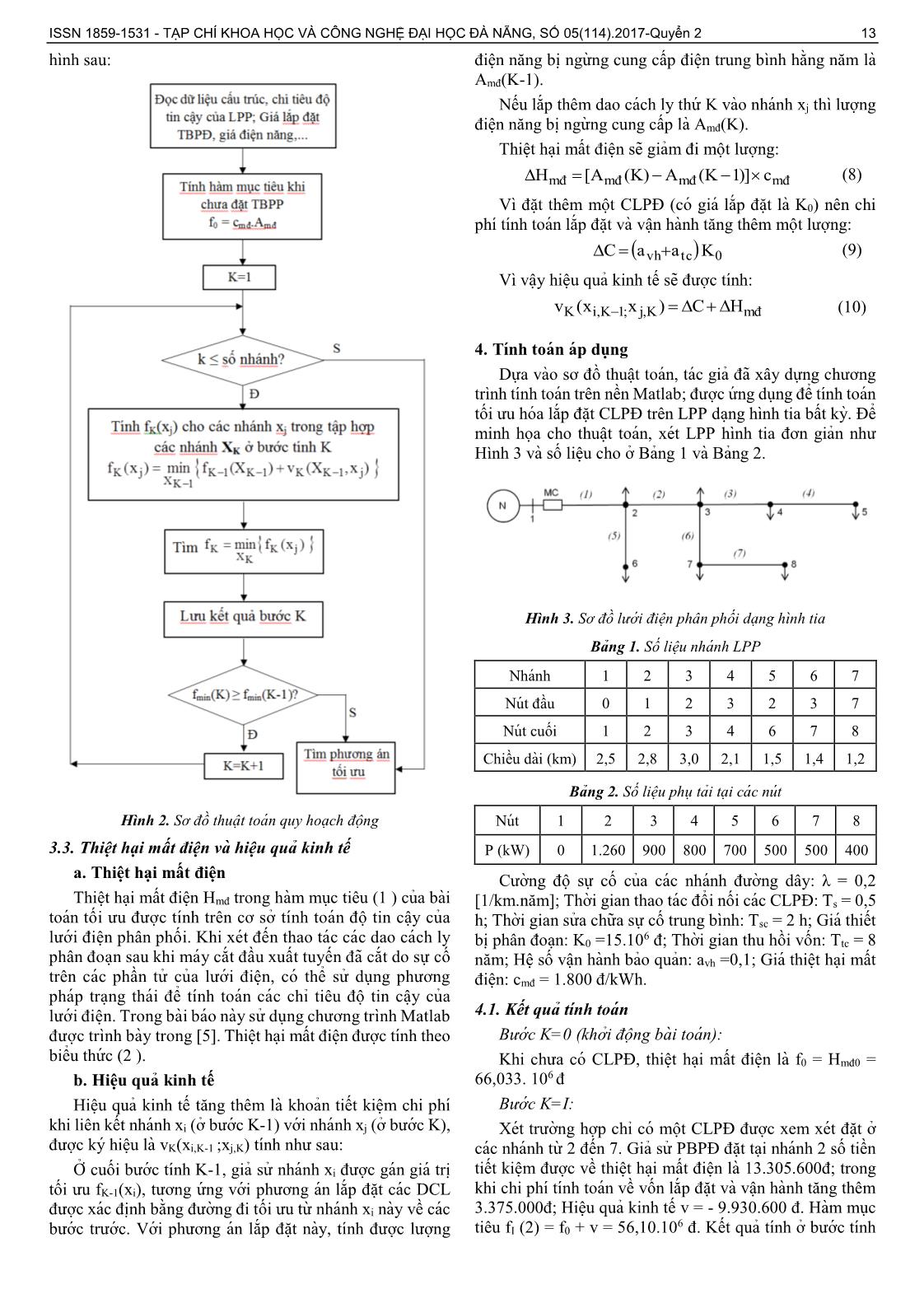 Tính toán lắp đặt tối ứu dao cách lý phân đoạn trên lưới điện phân phối bằng phương pháp quy hoạch động trang 3