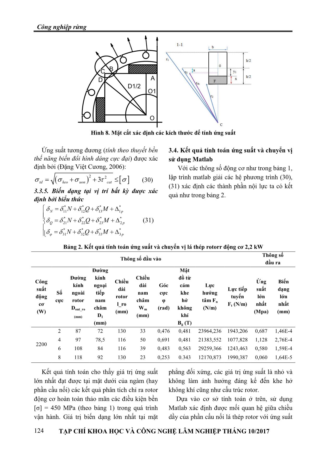 Tính toán ứng suất, biến dạng của rotor động cơ đồng bộ nam châm vĩnh cửu khởi động trực tiếp dưới tác dụng của lực điện từ trang 8