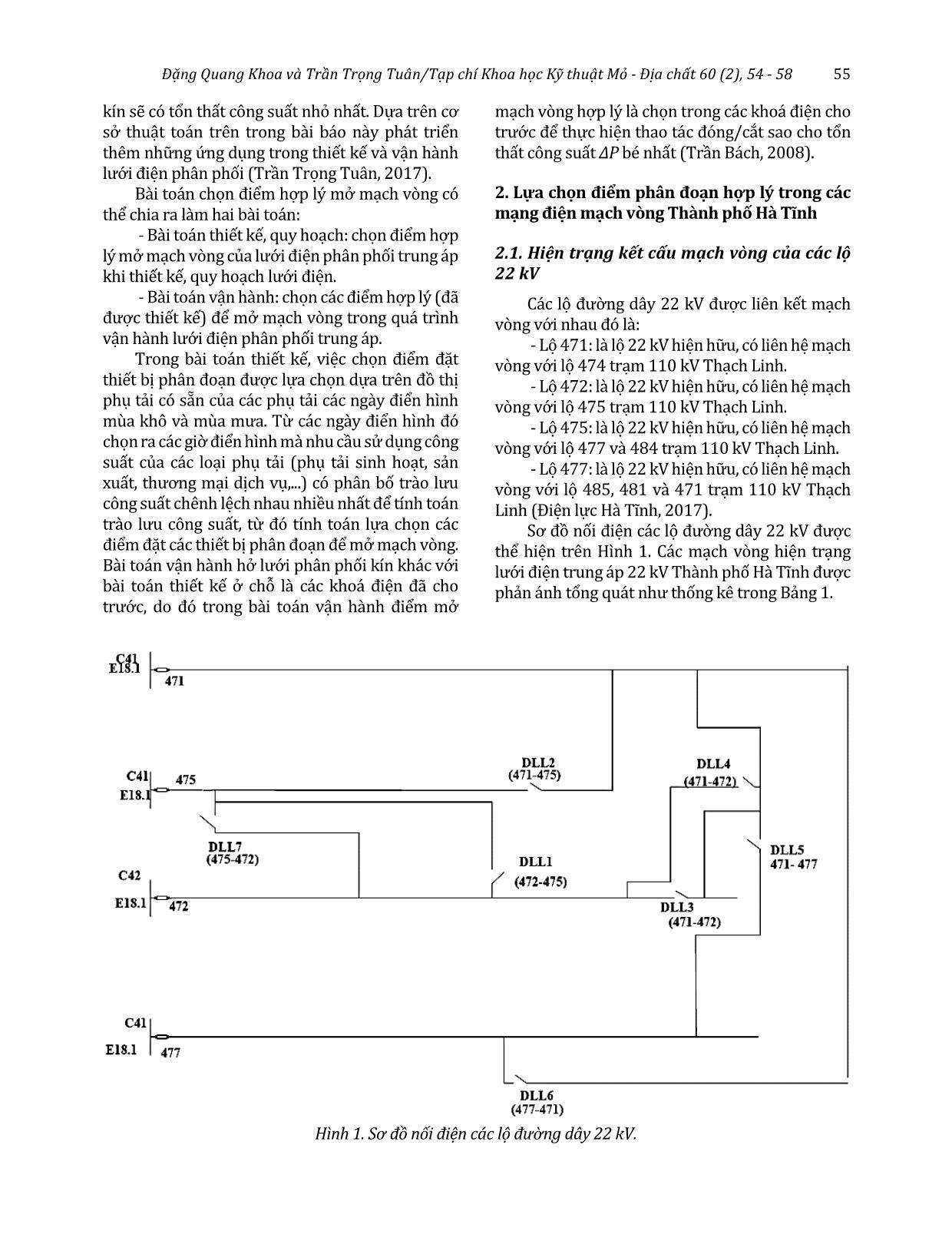 Tối ưu cấu trúc lưới điện trung áp thành phố Hà Tĩnh theo thuật toán cắt vòng kín trang 2