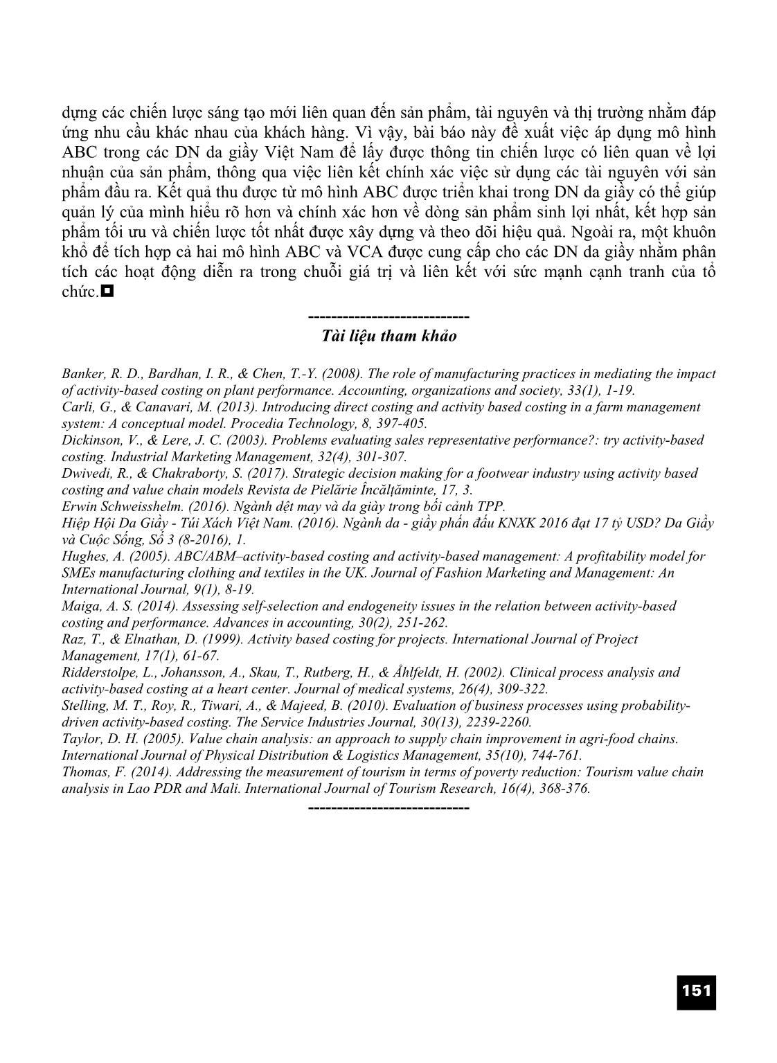 Vận dụng mô hình kế toán chi phí dựa trên hoạt động và tích hợp với chuỗi giá trị trong các doanh nghiệp da giầy Việt Nam trang 8