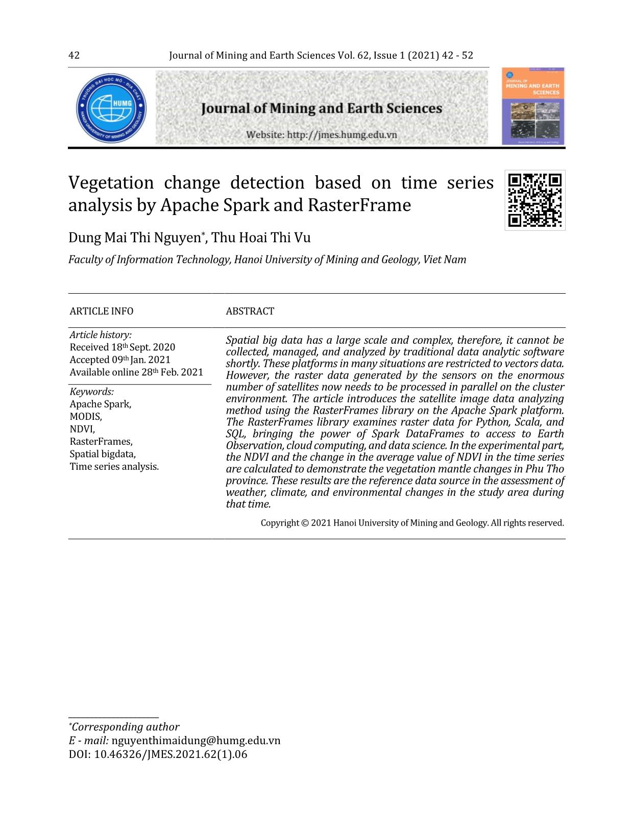 Vegetation change detection based on time series analysis by Apache Spark and RasterFrame trang 1