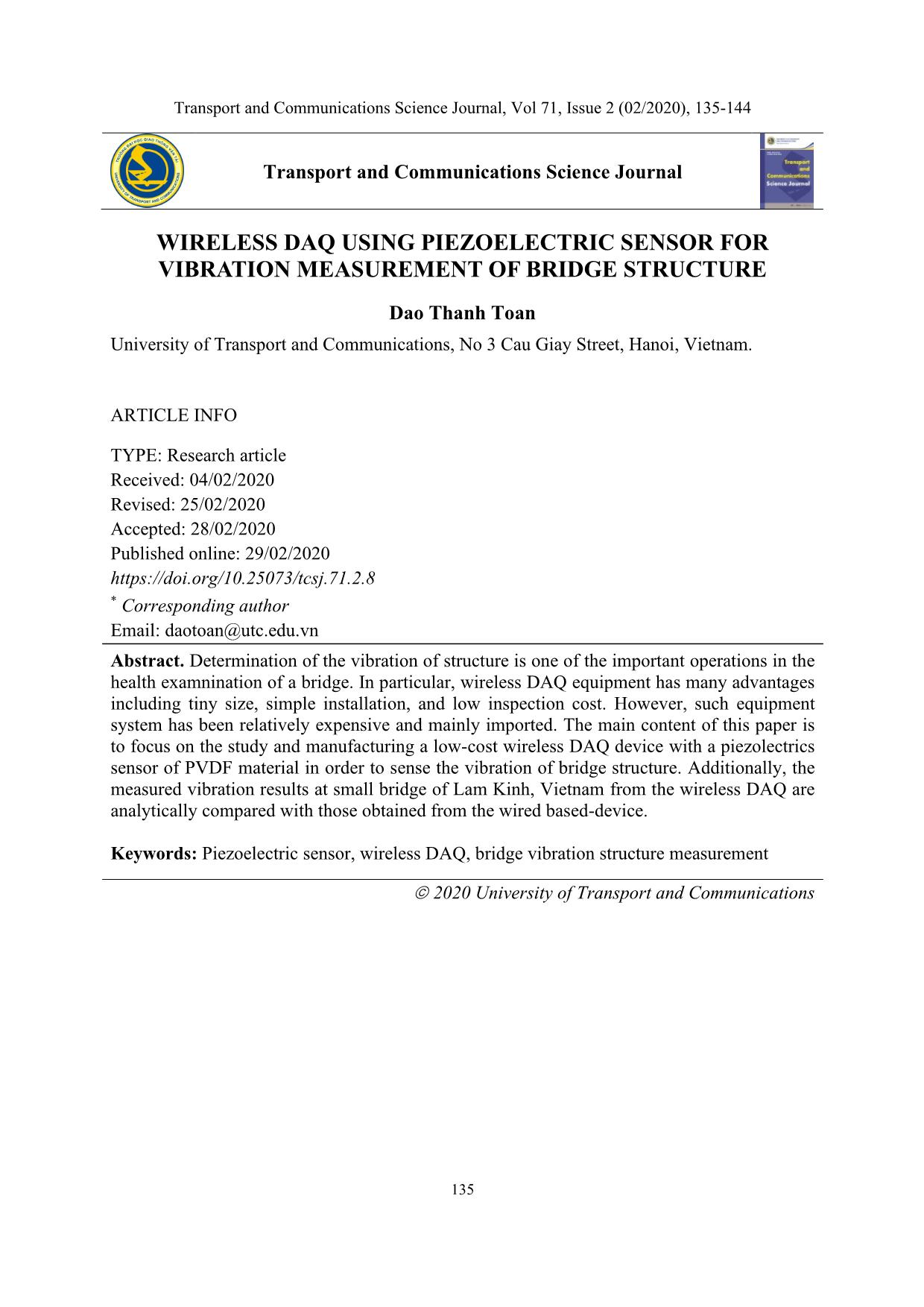 Wireless daq using piezoelectric sensor for vibration measurement of bridge structure trang 1