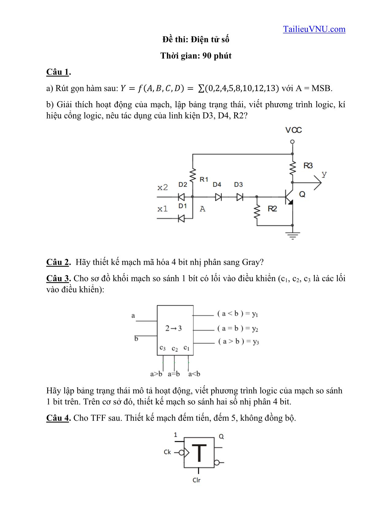 Đề thi Điện tử số - K61 trang 1