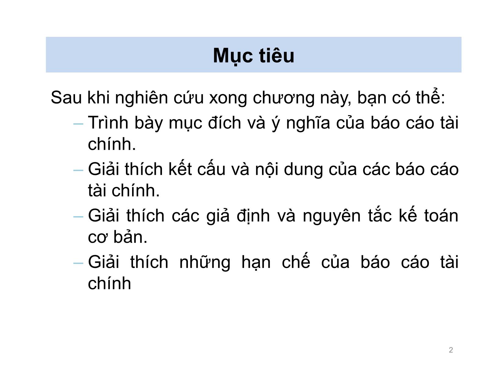 Bài giảng Nguyên lý kế toán - Chương 2: Báo cáo tài chính - Nguyễn Hoàng Phi Nam trang 2