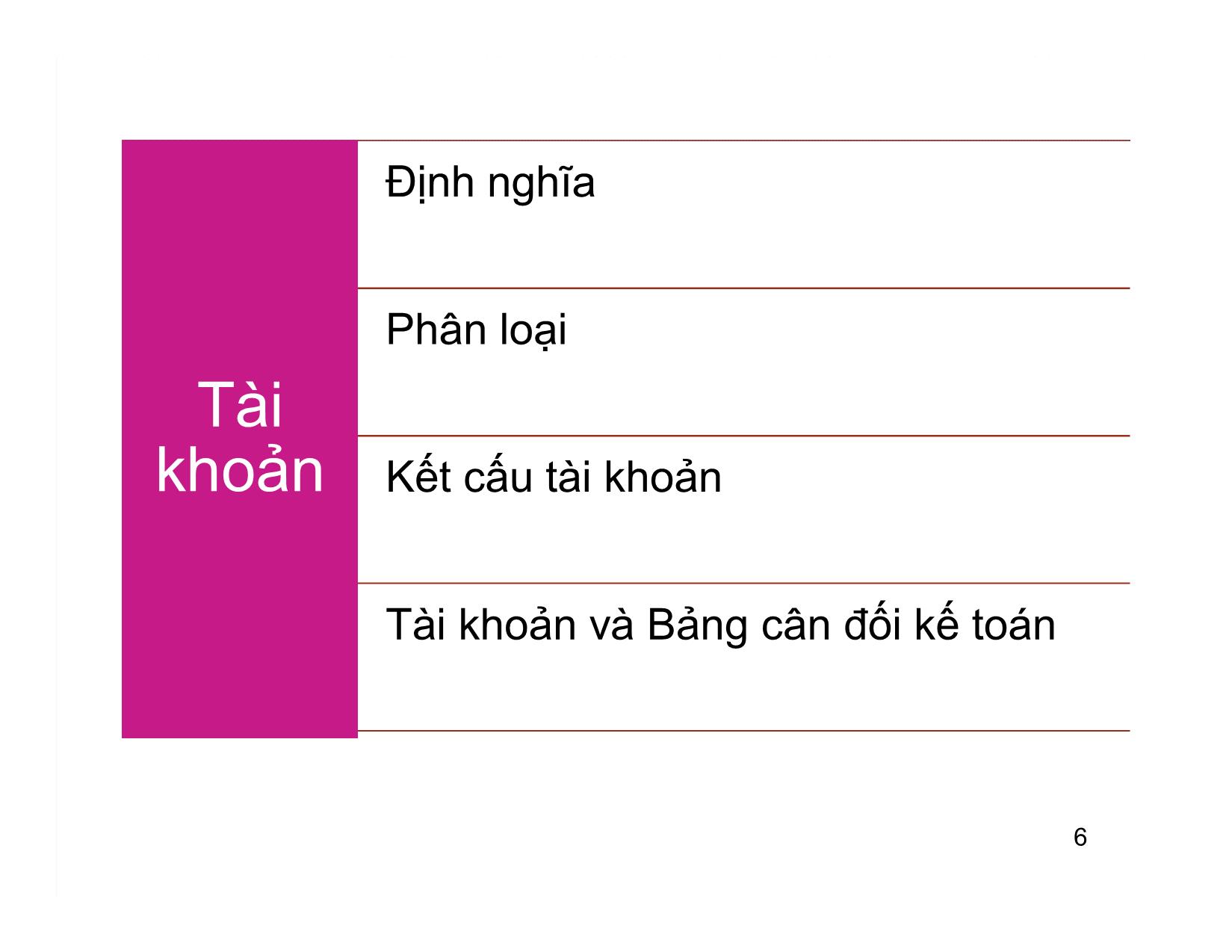 Bài giảng Nguyên lý kế toán - Chương 3: Tài khoản và ghi sổ kép - Nguyễn Hoàng Phi Nam trang 6