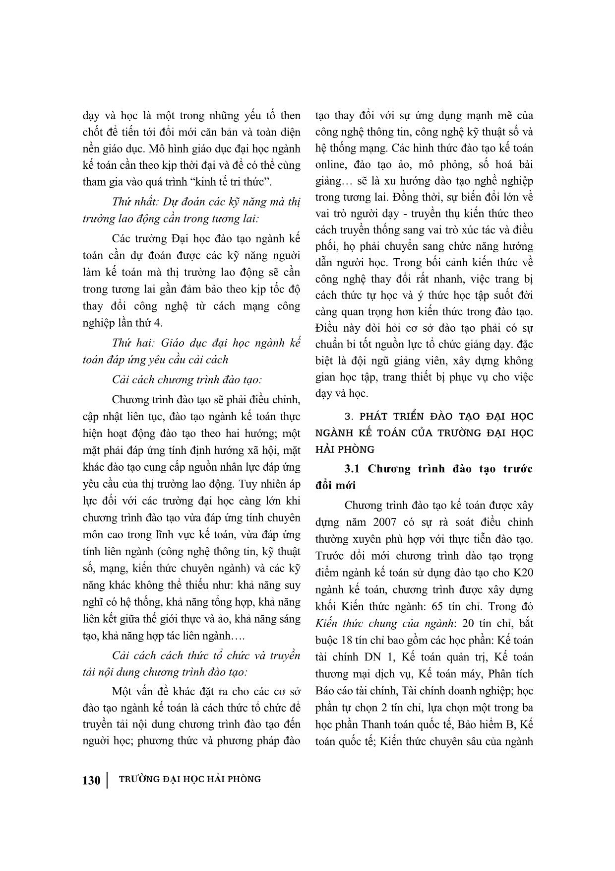 Đổi mới chương trình đào tạo ngành Kế toán theo chiến lược phát triển ngành trọng điểm của trường Đại học Hải Phòng trang 6