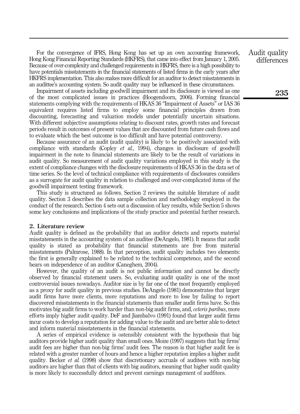 A longitudinal study of audit quality differences among independent auditors trang 2