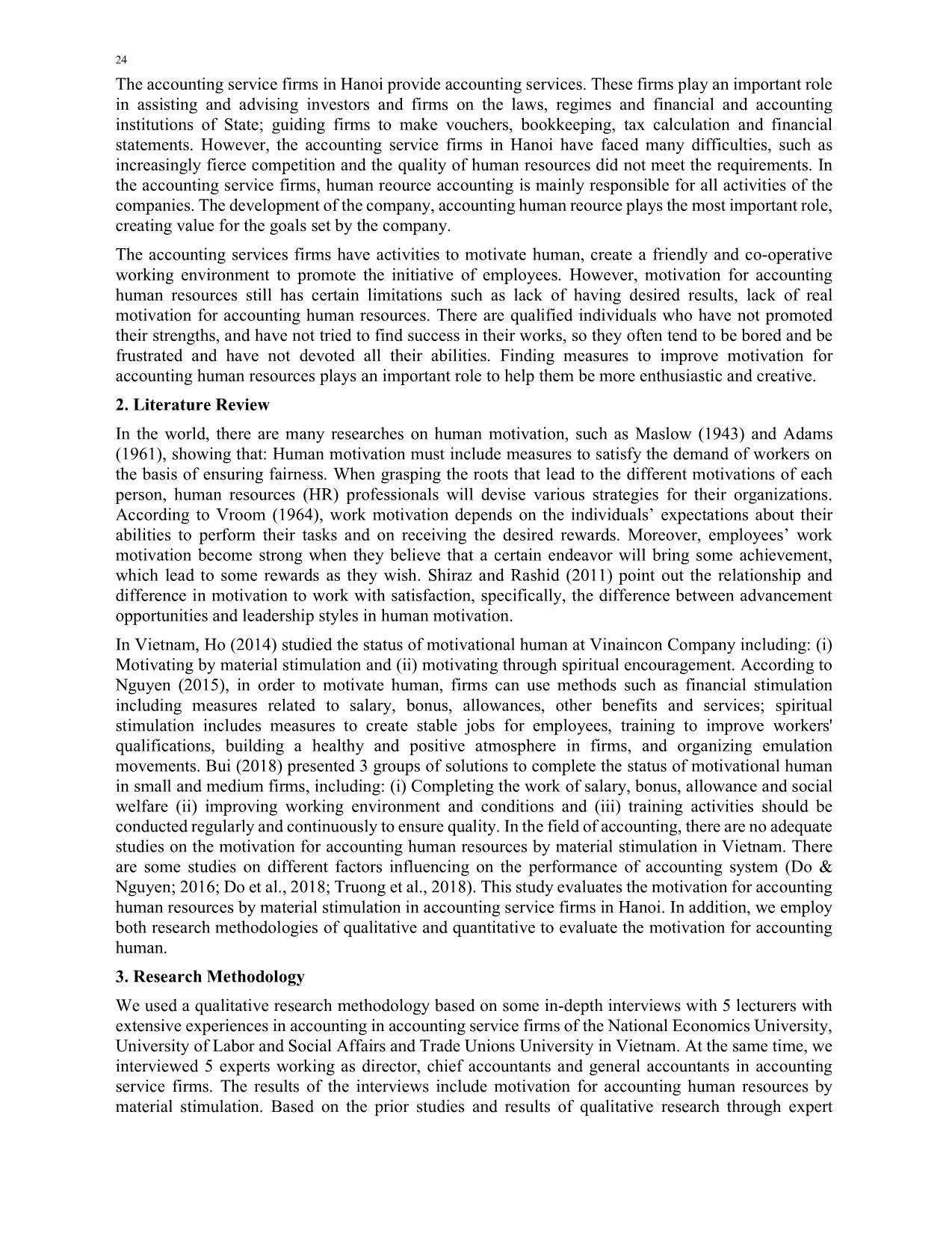 Motivation for accounting human resources by material stimulation: The case of accounting service firms in Hanoi, Vietnam trang 2