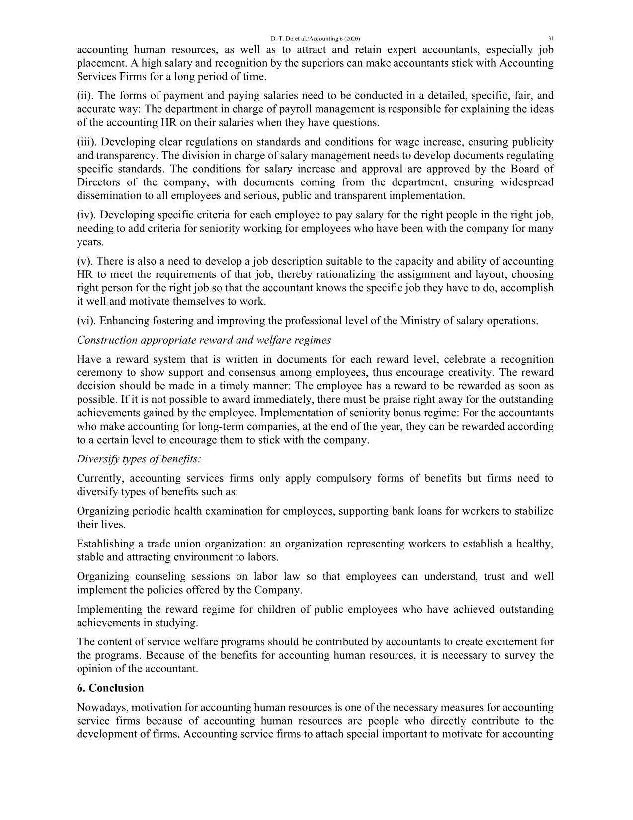 Motivation for accounting human resources by material stimulation: The case of accounting service firms in Hanoi, Vietnam trang 9