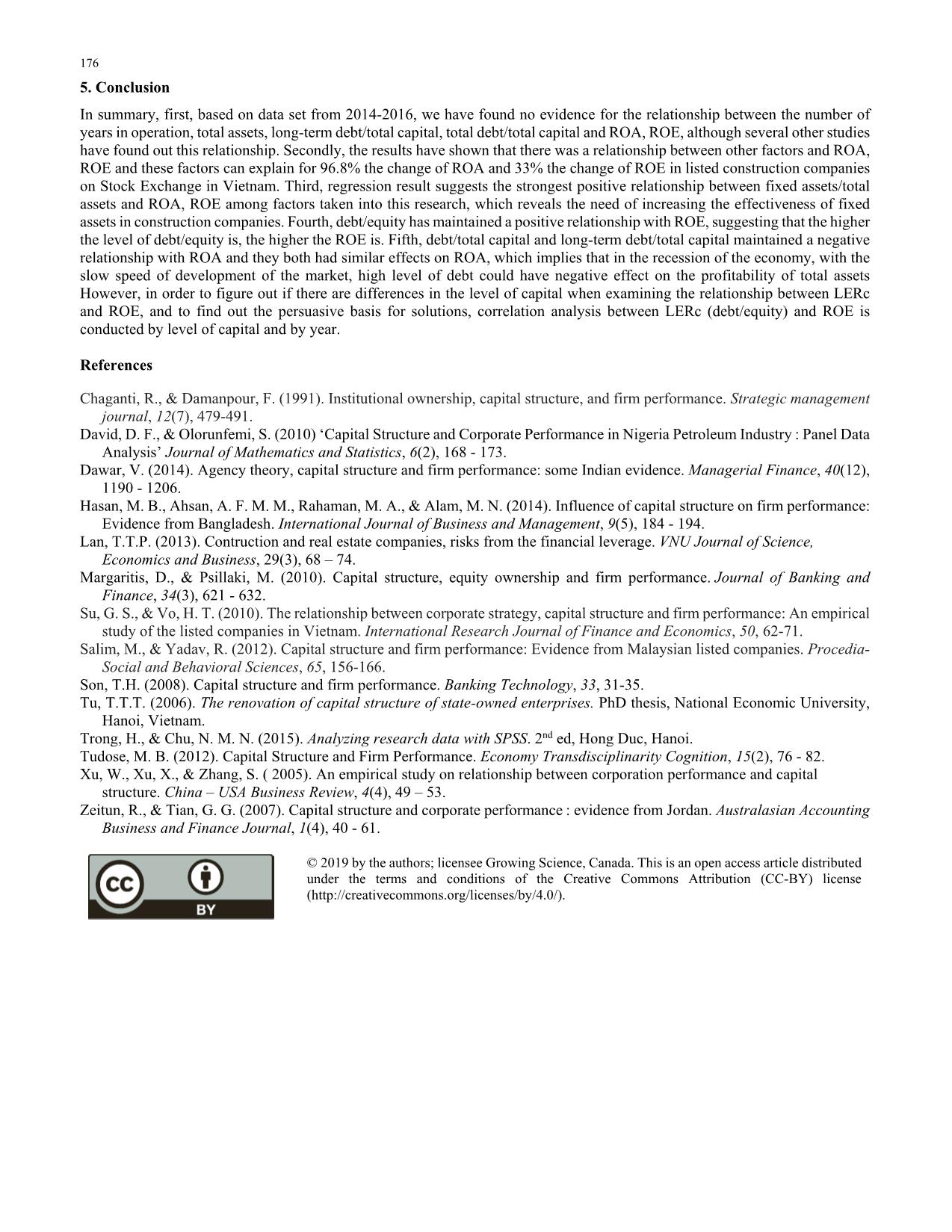 The impact of capital structure on the performance of construction companies: A study from Vietnam stock exchanges trang 8