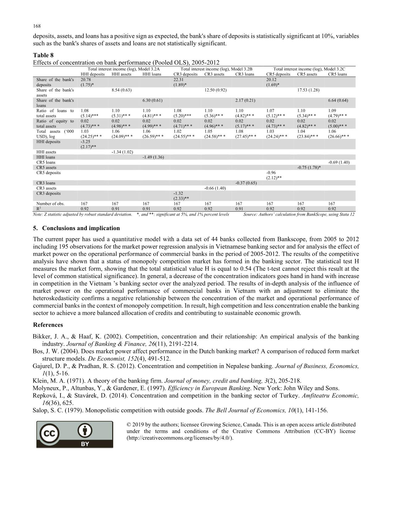 Concentration and performance in Vietnamese commercial banks trang 8