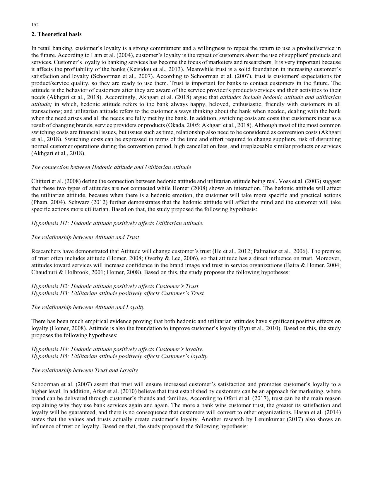 The effects of attitude, trust and switching cost on loyalty in commercial banks in Ho Minh City trang 2