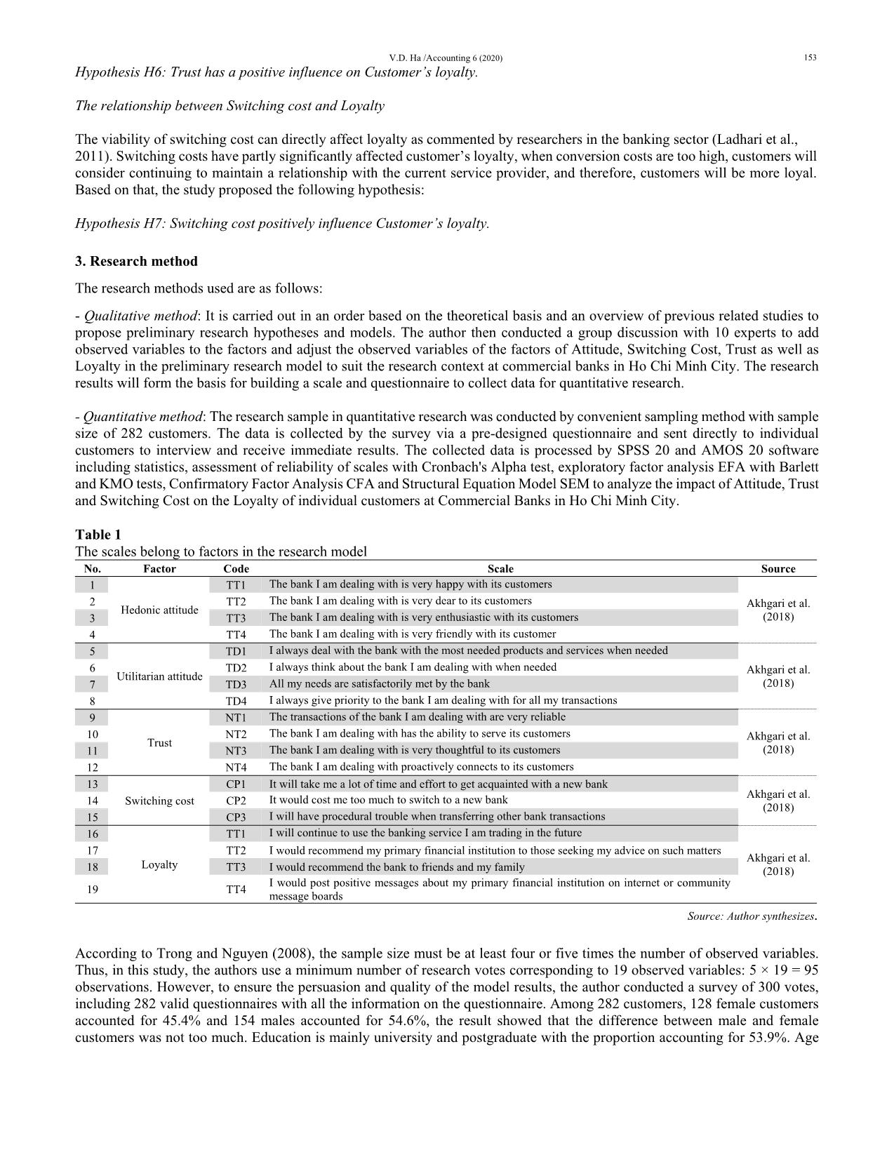 The effects of attitude, trust and switching cost on loyalty in commercial banks in Ho Minh City trang 3