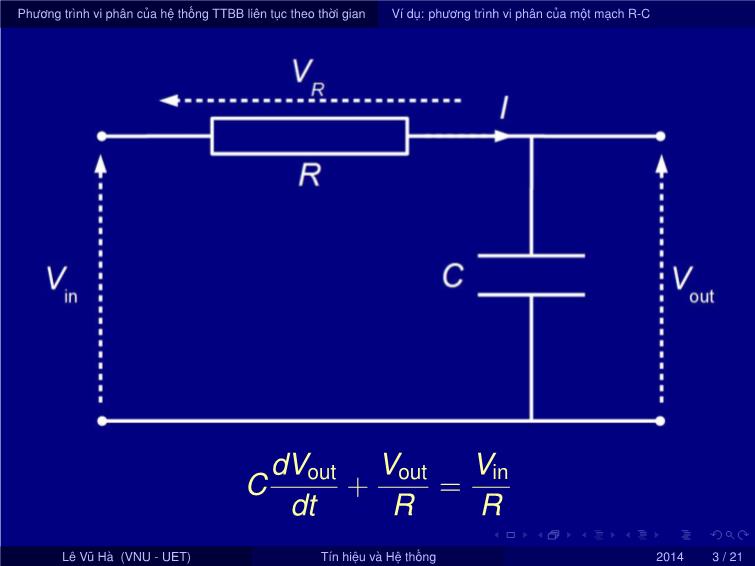 Bài giảng Tín hiệu và hệ thống - Chương 2: Biểu diễn hệ thống tuyến tính bất biến trong miền thời gian - Bài 1: Biểu diễn hệ thống liên tục theo thời gian - Lê Vũ Hà trang 3
