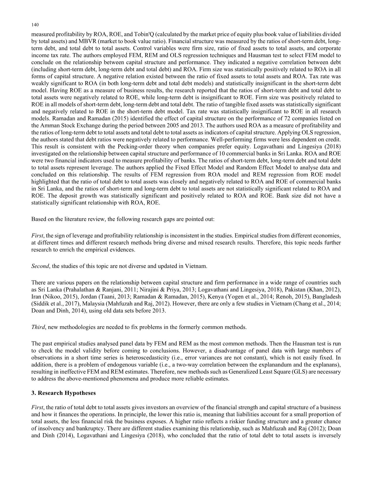 Capital structure and firm performance of non-financial listed companies: Cross-sector empirical evidences from Vietnam trang 4