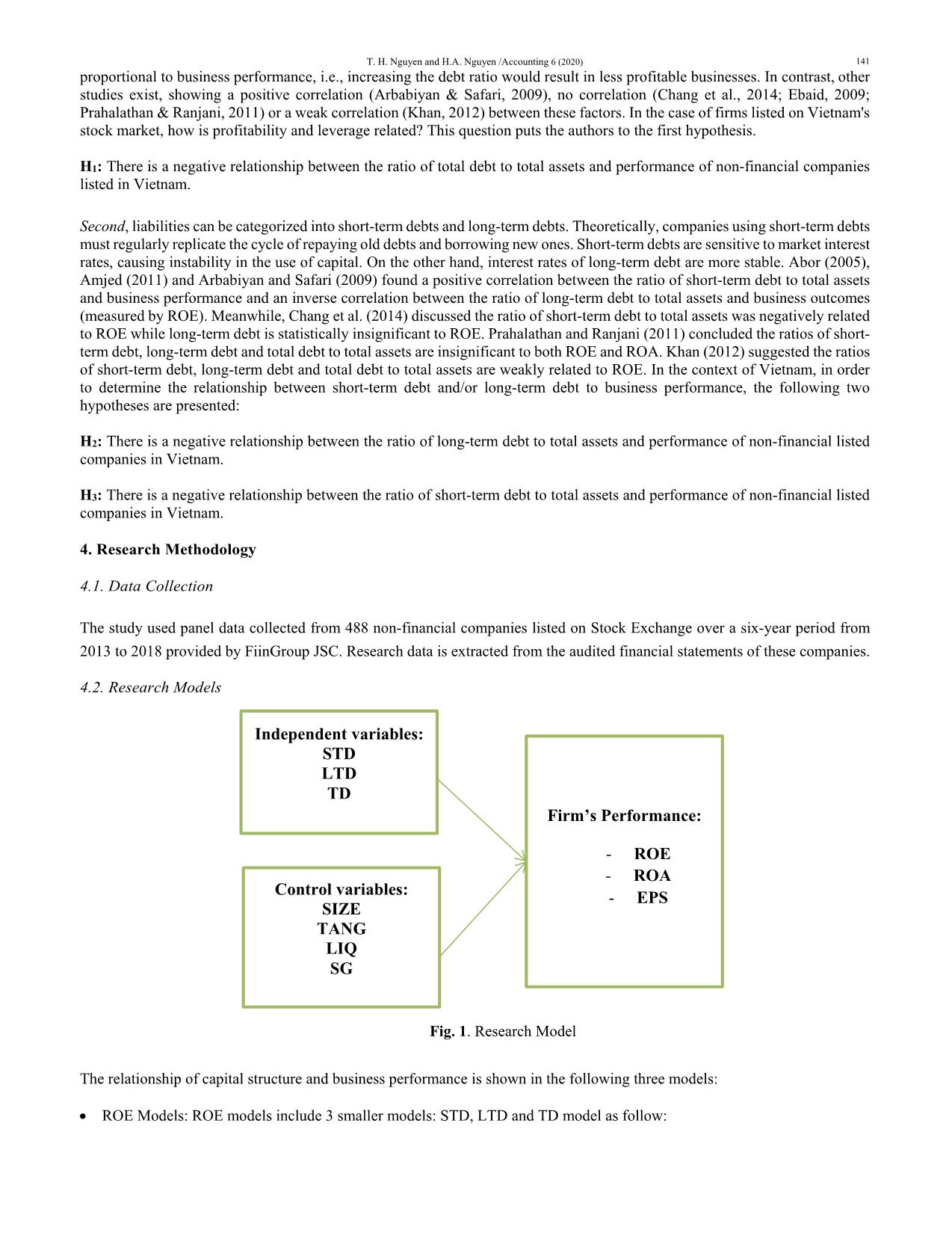 Capital structure and firm performance of non-financial listed companies: Cross-sector empirical evidences from Vietnam trang 5