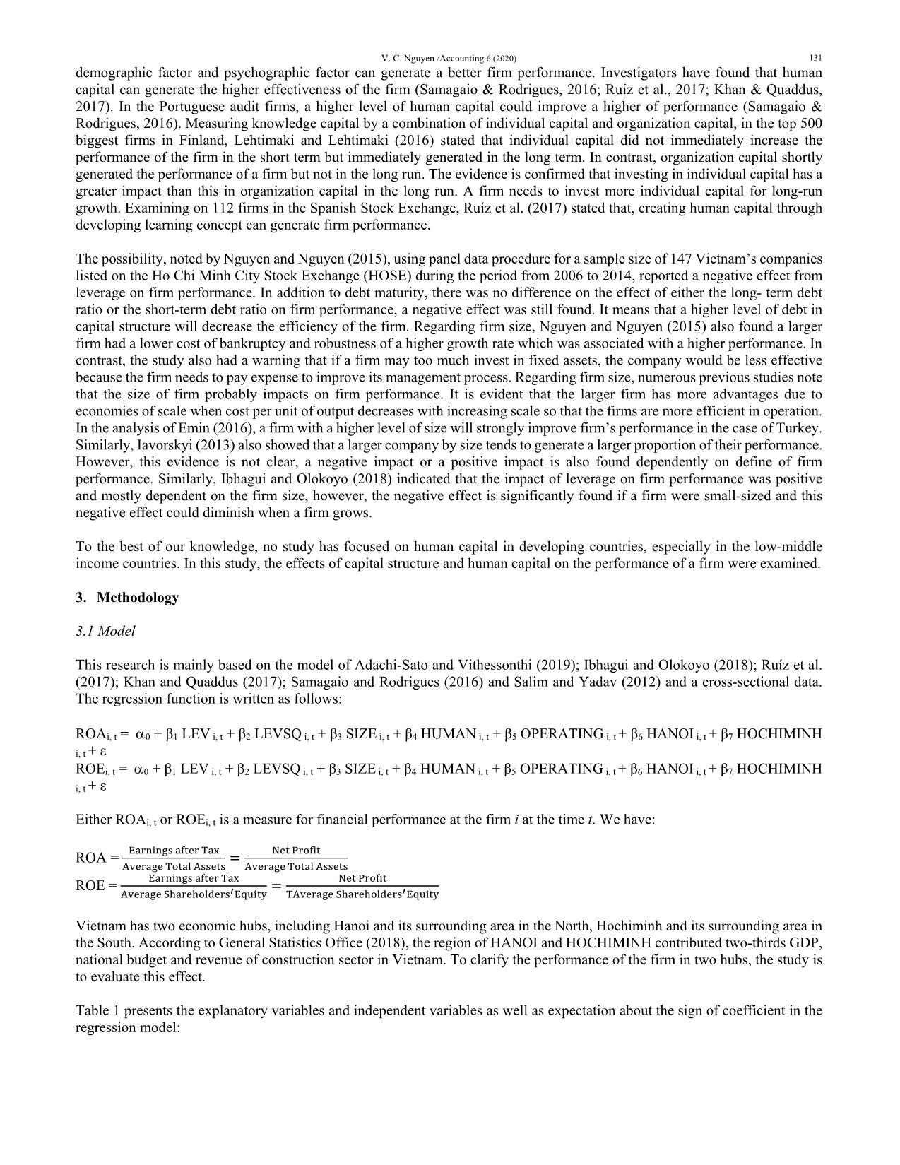 Human capital, capital structure choice and firm profitability in developing countries: An empirical study in Vietnam trang 5