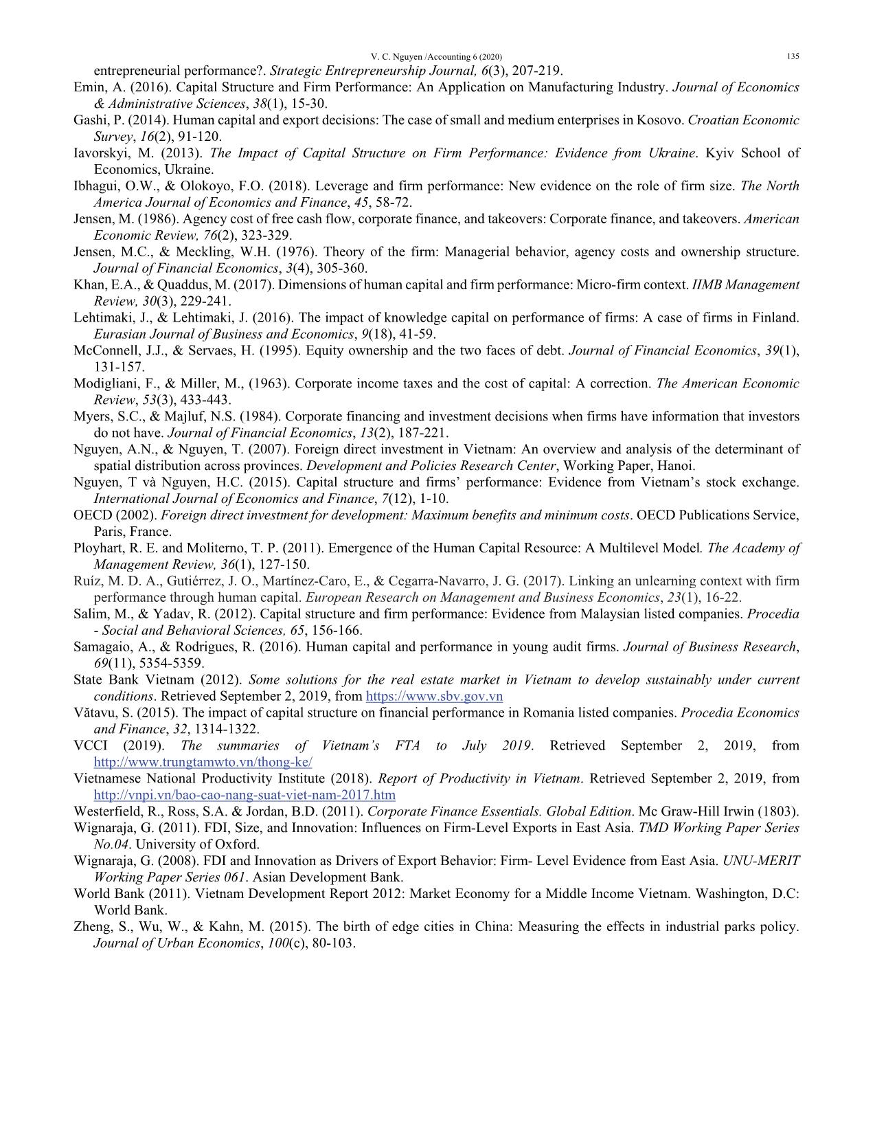 Human capital, capital structure choice and firm profitability in developing countries: An empirical study in Vietnam trang 9