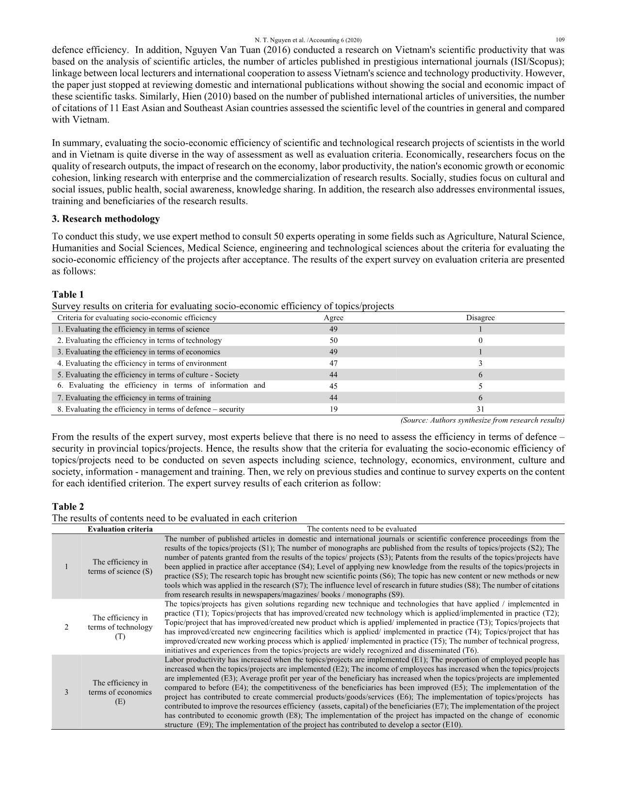 Determining criteria and weights for evaluating the socio-economic efficiency of scientific and technological topics/projects after acceptance trang 3