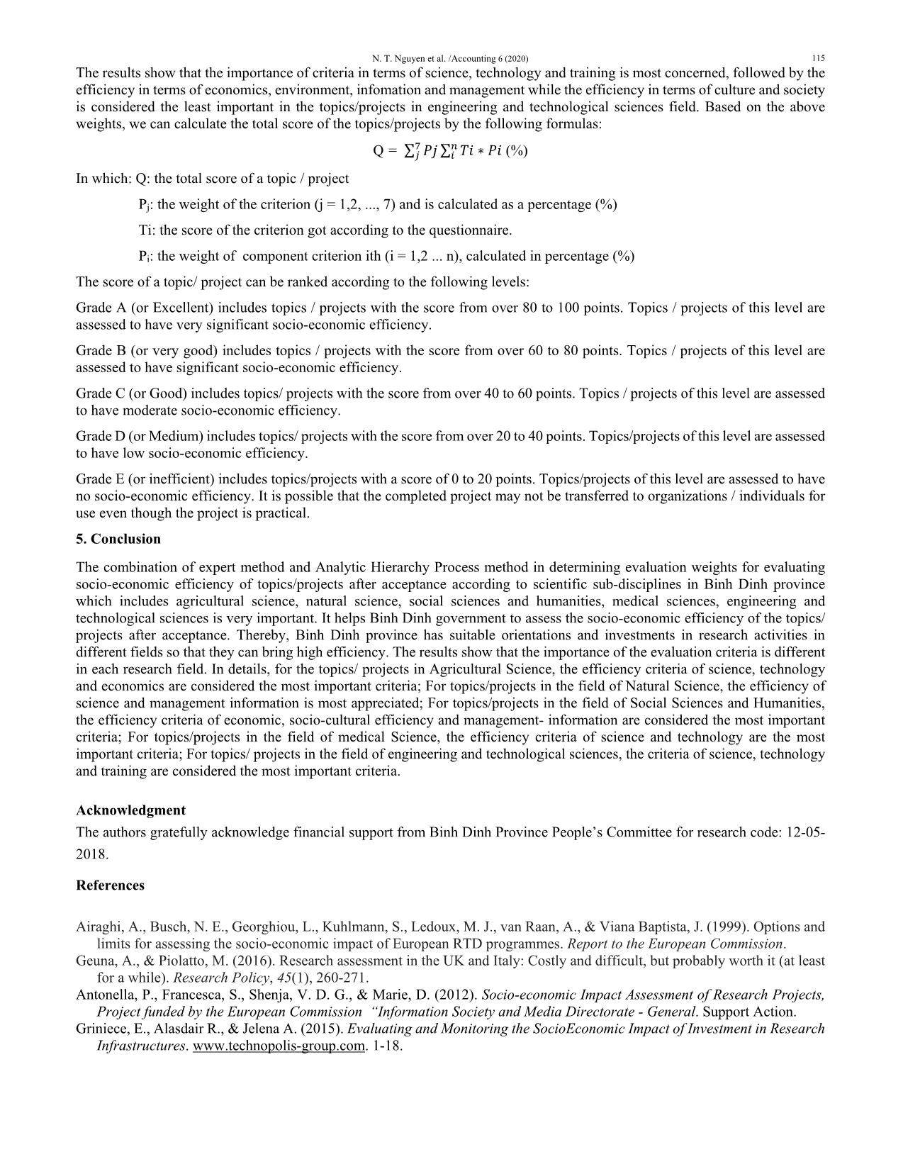 Determining criteria and weights for evaluating the socio-economic efficiency of scientific and technological topics/projects after acceptance trang 9