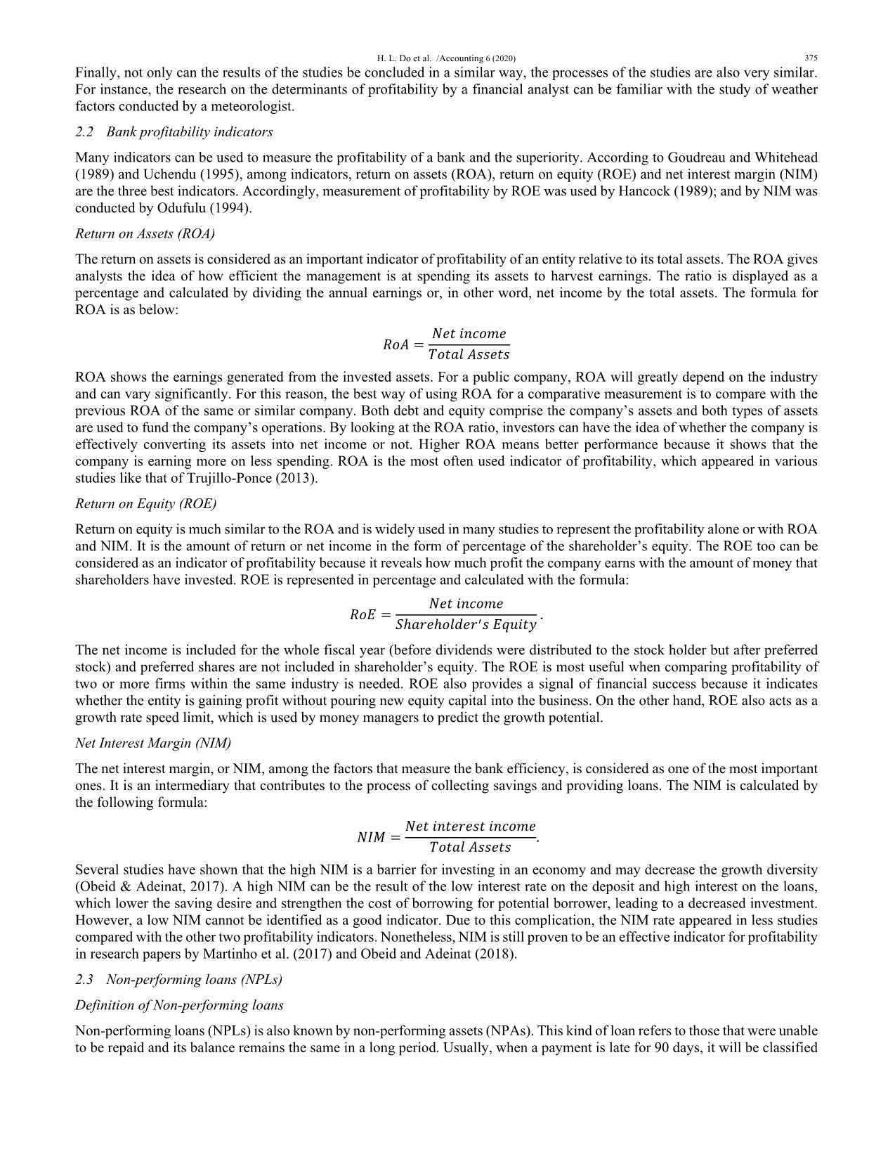 The effect of non-Performing loans on profitability of commercial banks: Case of Vietnam trang 3