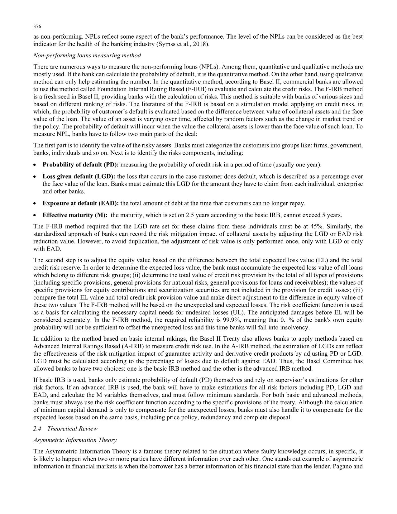 The effect of non-Performing loans on profitability of commercial banks: Case of Vietnam trang 4