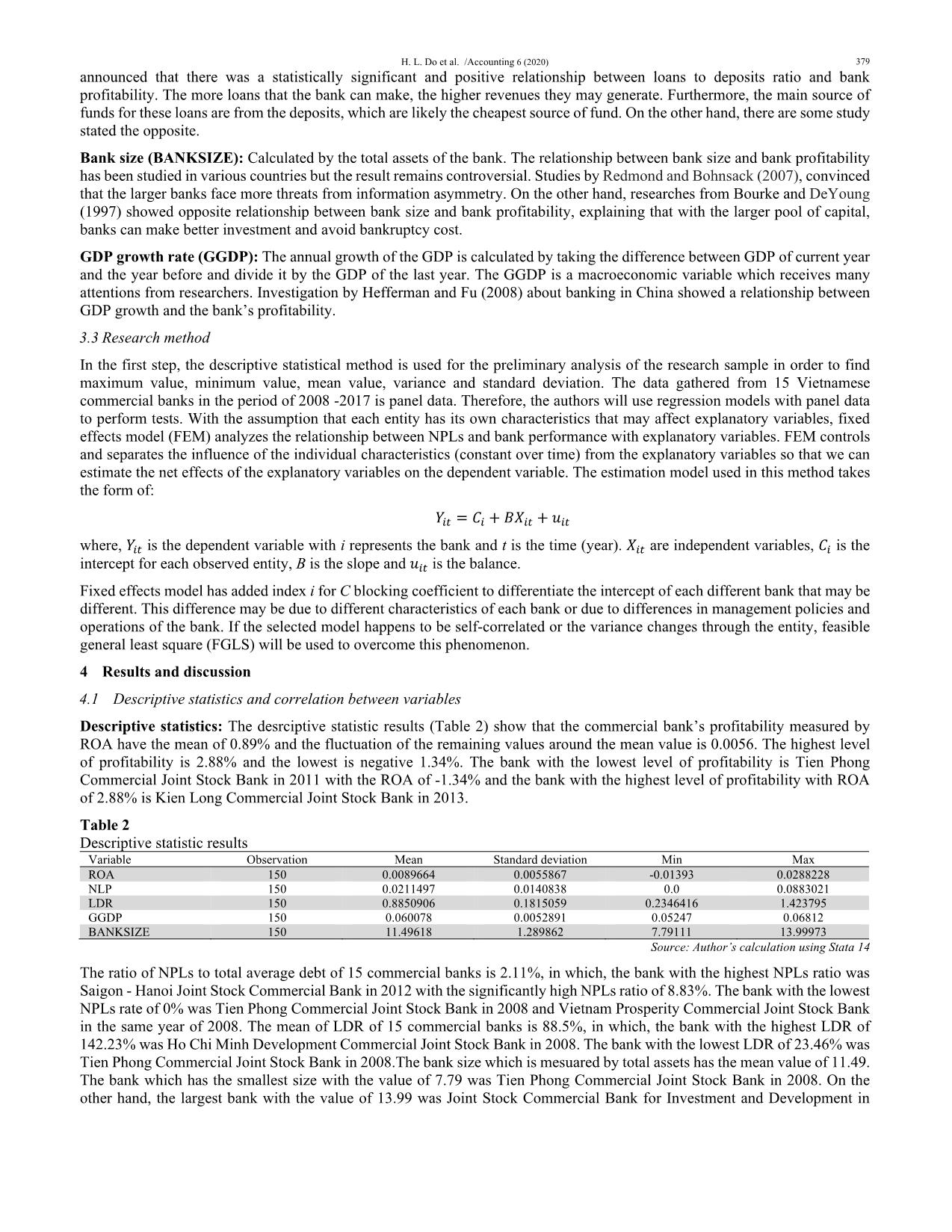 The effect of non-Performing loans on profitability of commercial banks: Case of Vietnam trang 7