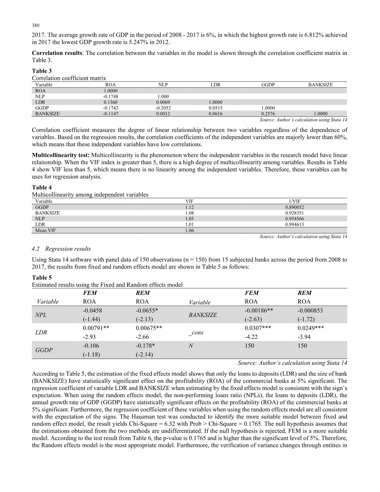 The effect of non-Performing loans on profitability of commercial banks: Case of Vietnam trang 8