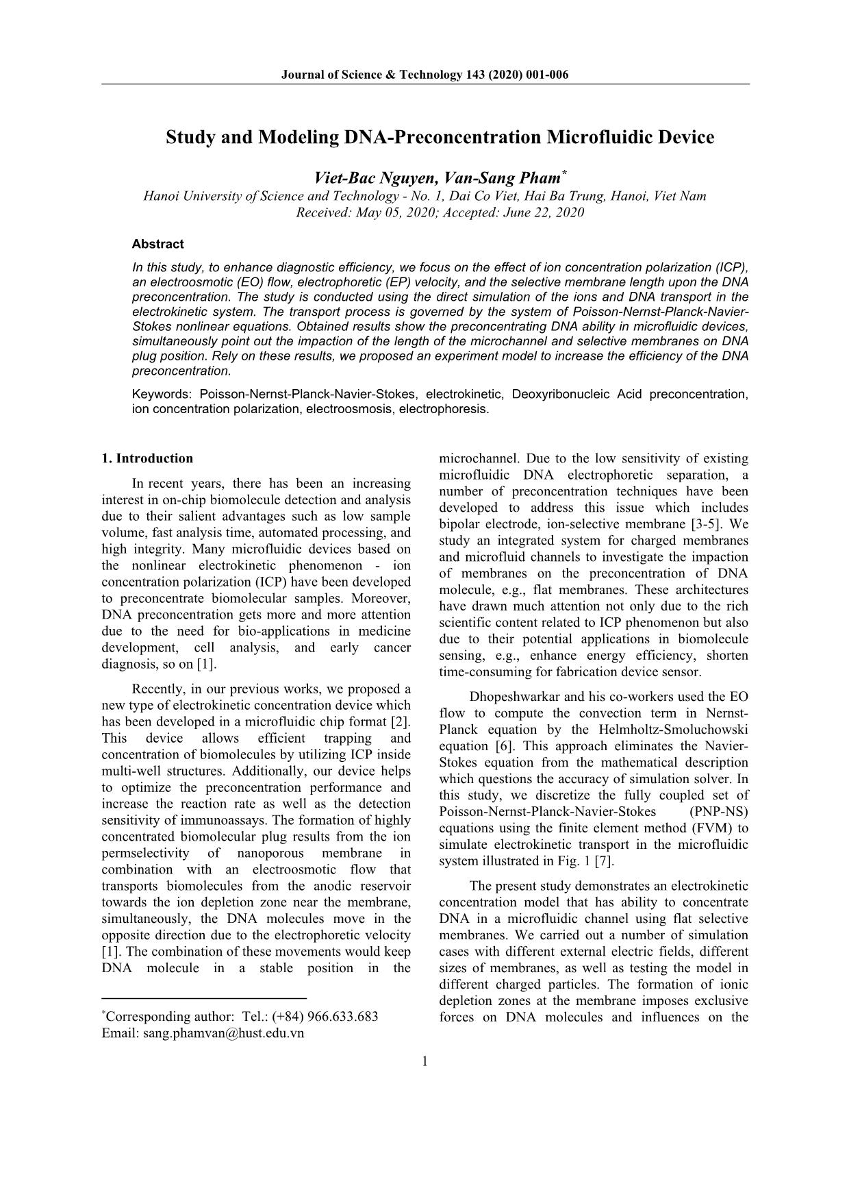 Study and Modeling DNA-Preconcentration Microfluidic Device trang 1