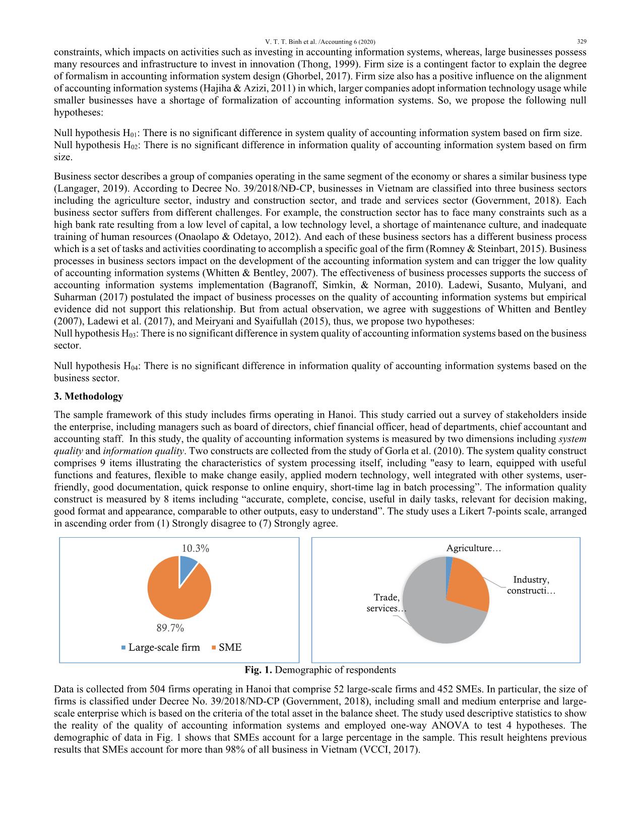 Firm size, business sector and quality of accounting information systems: Evidence from Vietnam trang 3