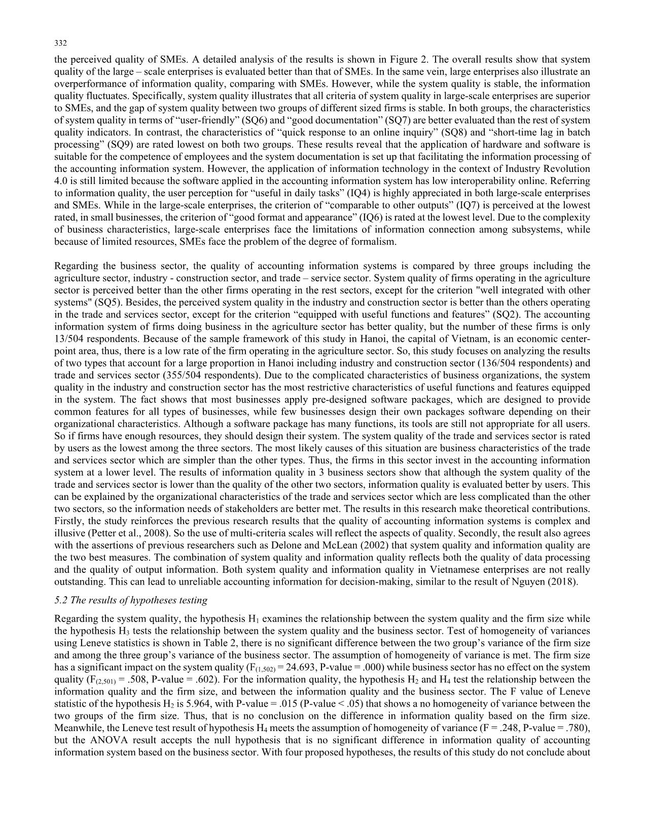 Firm size, business sector and quality of accounting information systems: Evidence from Vietnam trang 6