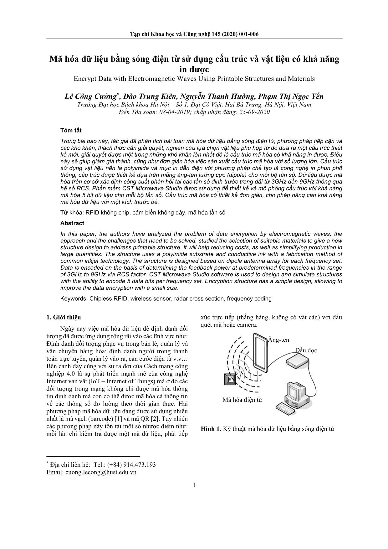 Mã hóa dữ liệu bằng sóng điện từ sử dụng cấu trúc và vật liệu có khả năng in được trang 1