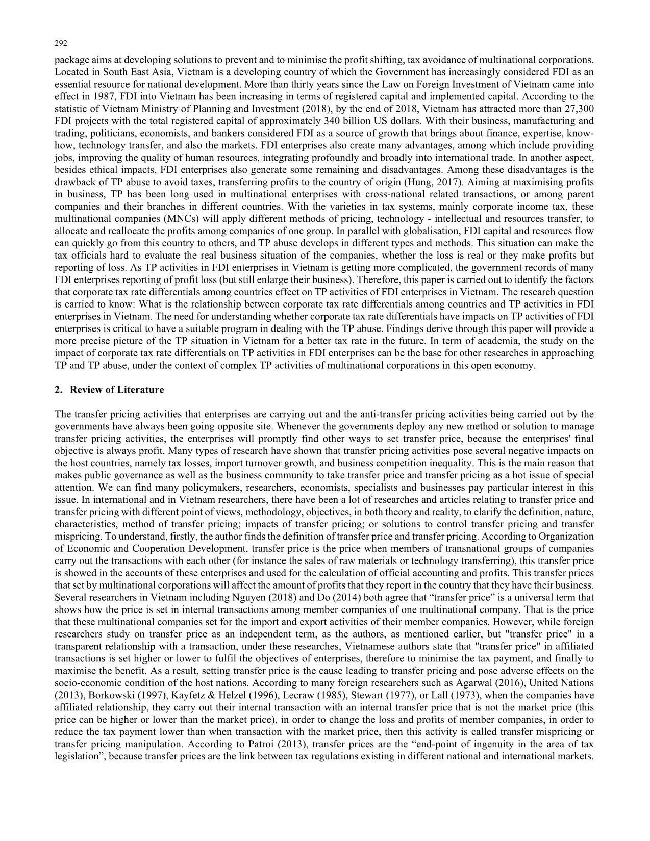 Conceptualizing the effects of corporate tax rate differentials on transfer pricing activities of FDI enterprises in Vietnam trang 2