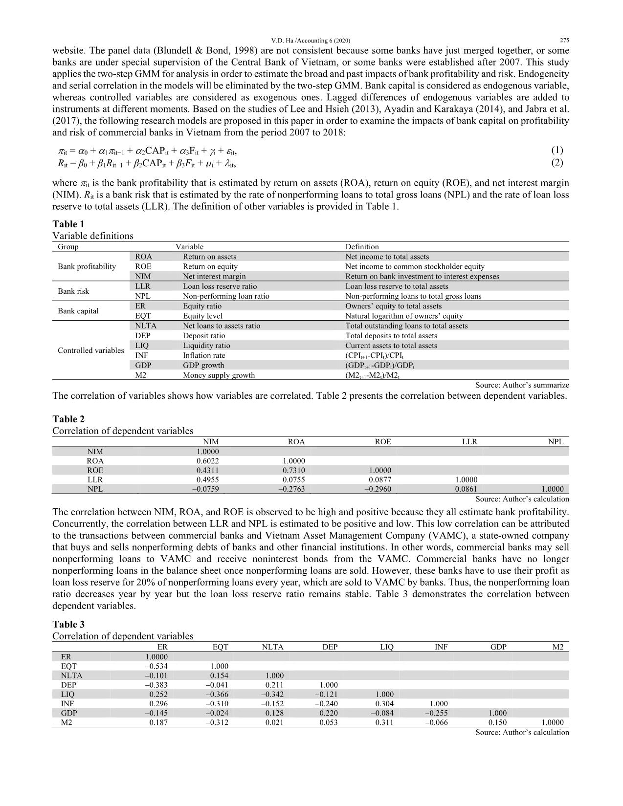 Does bank capital affect profitability and risk in Vietnam? trang 3