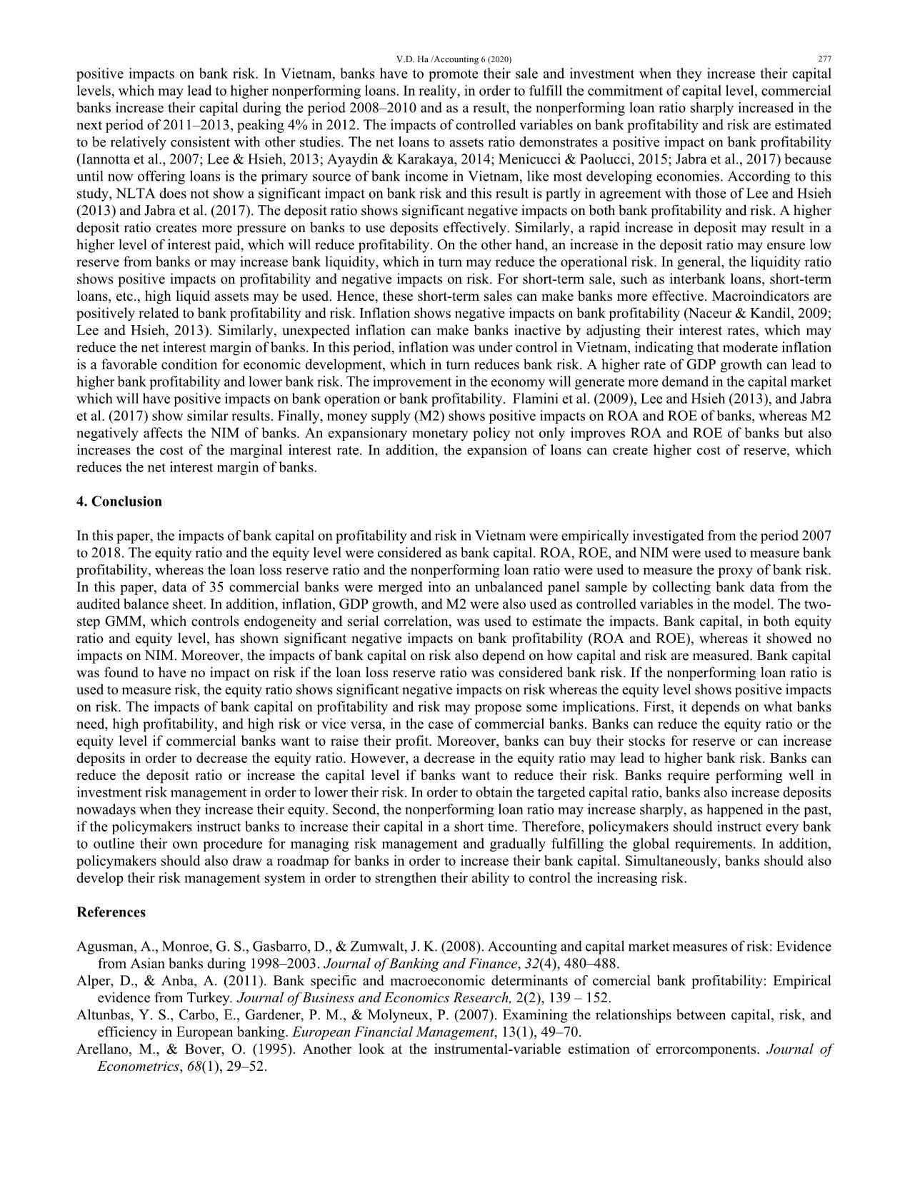 Does bank capital affect profitability and risk in Vietnam? trang 5