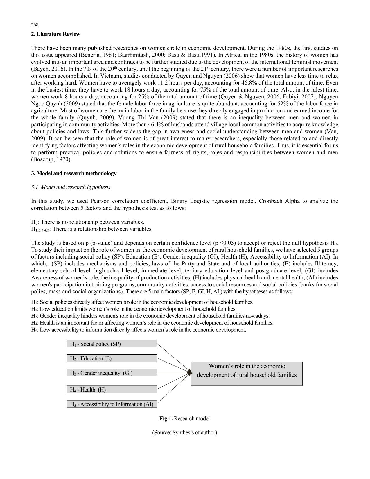 Factors affecting the role of women in the economic development of rural household families in Vietnam: A case study in Trieu Son district Thanh Hoa province trang 2