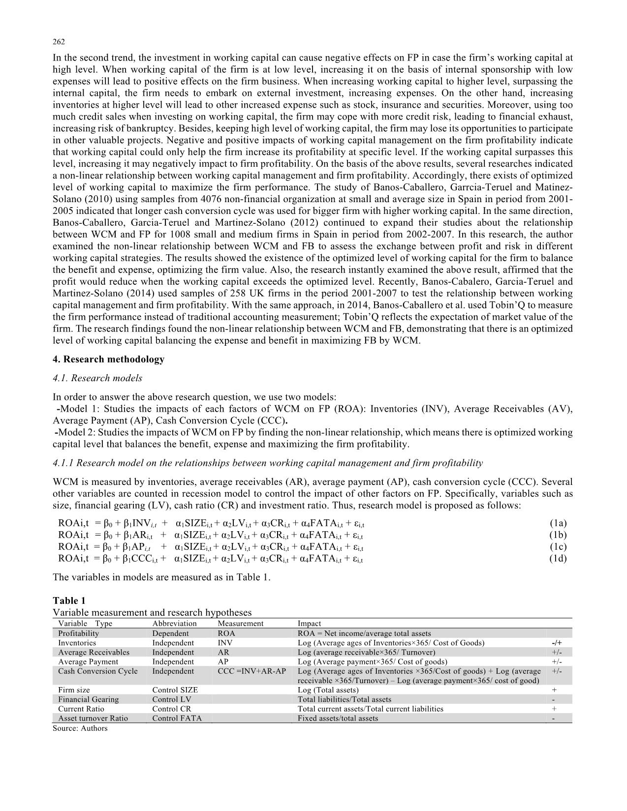 Impact of working capital management on firm profitability: Empirical study in Vietnam trang 4