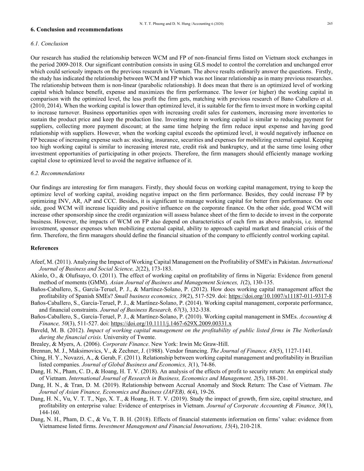 Impact of working capital management on firm profitability: Empirical study in Vietnam trang 7