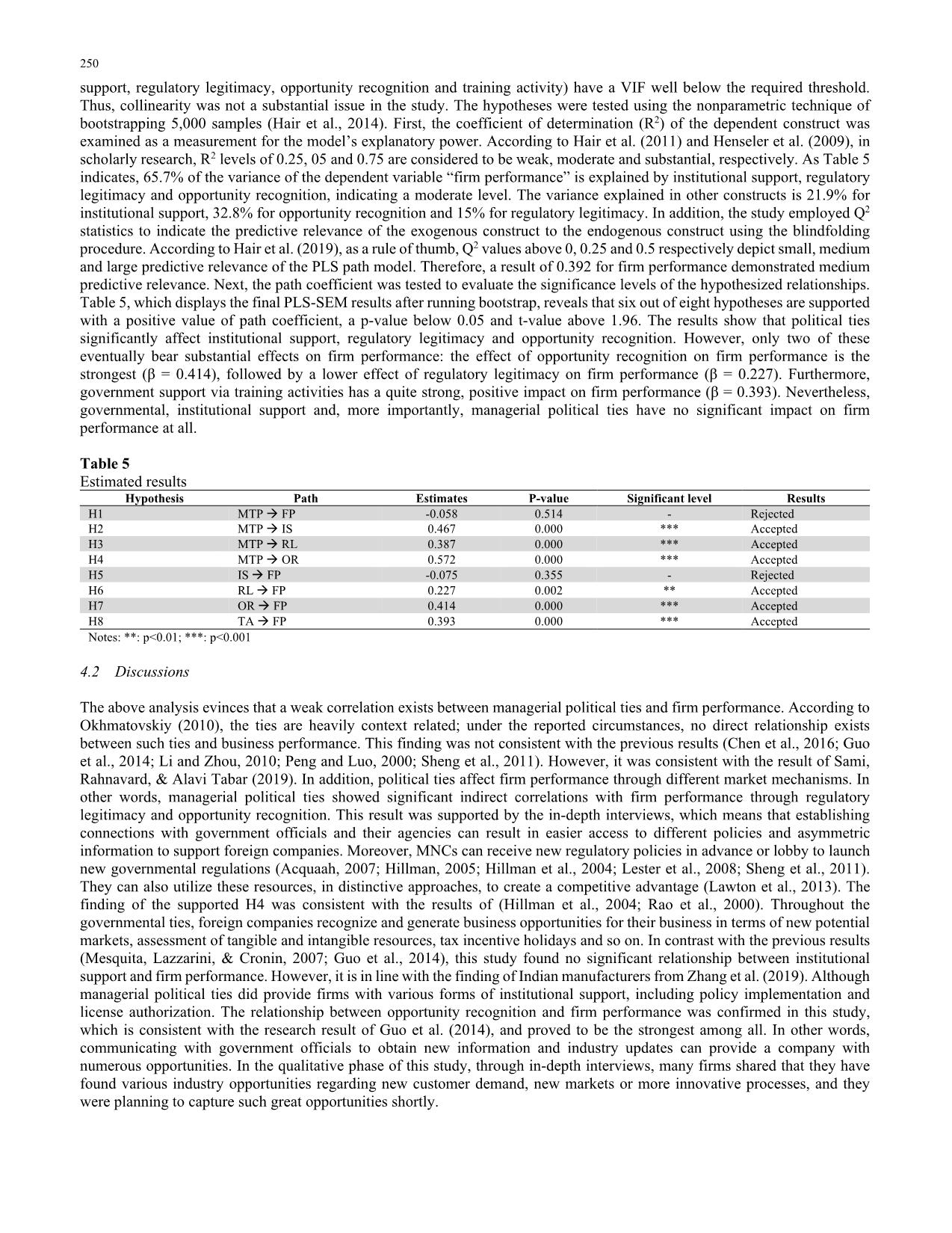 Political ties and performance of multinational corporations in Vietnamese emerging market trang 10