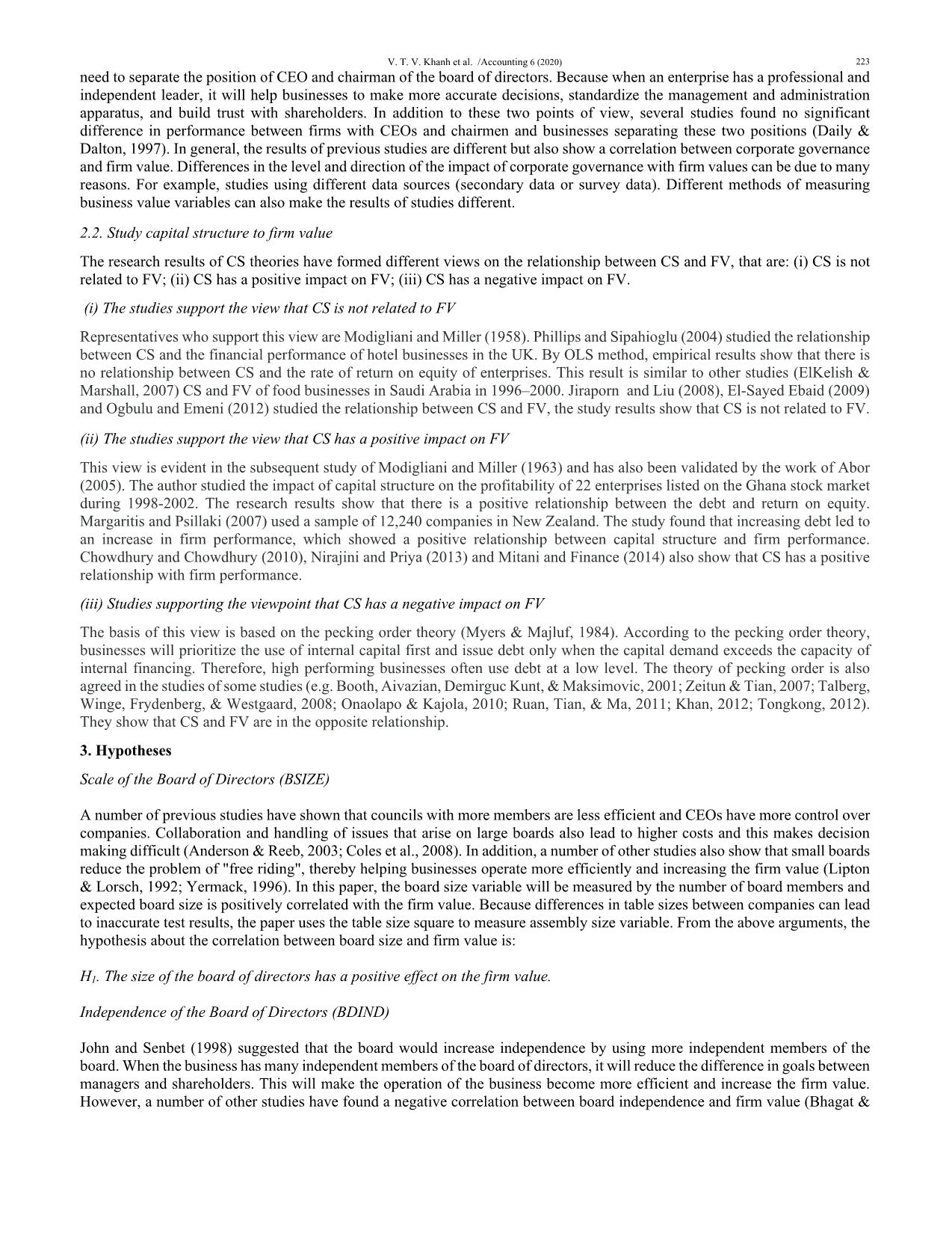 A study on the effect of corporate governance and capital structure on firm value in Vietnam trang 3