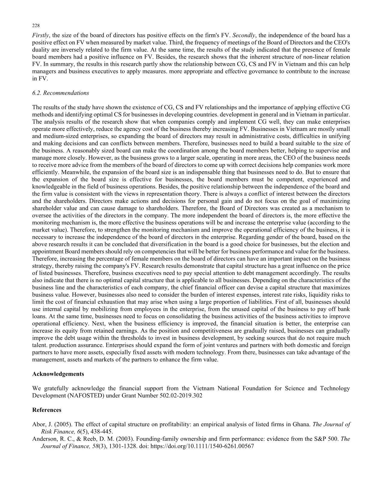 A study on the effect of corporate governance and capital structure on firm value in Vietnam trang 8