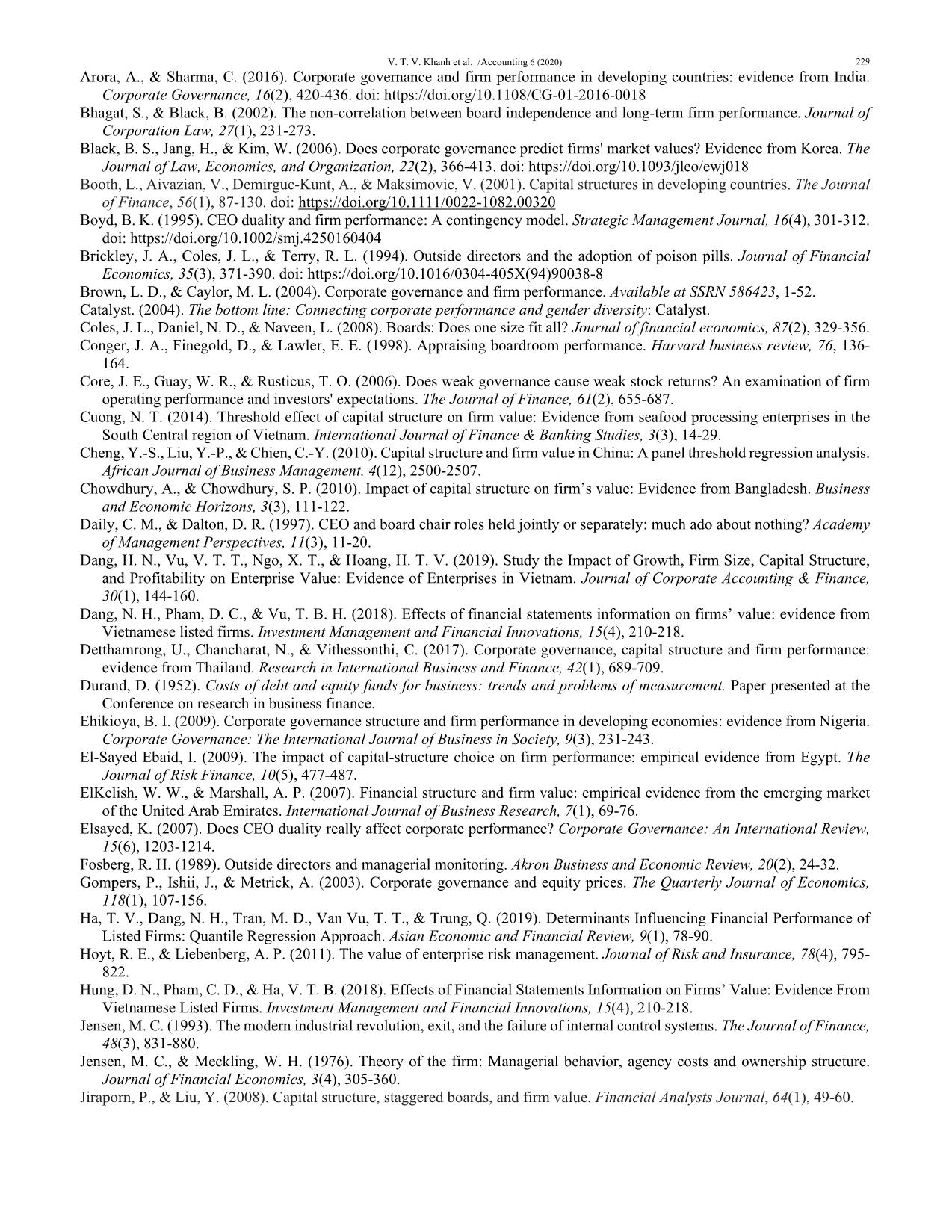 A study on the effect of corporate governance and capital structure on firm value in Vietnam trang 9