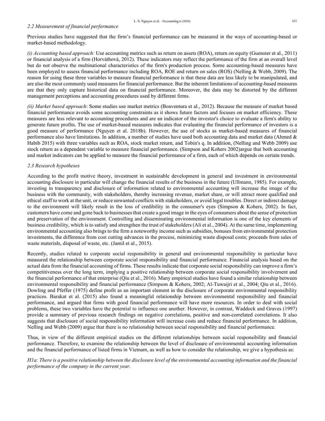 The relationship between level of environmental financial accounting practices and financial performance in Vietnam trang 3