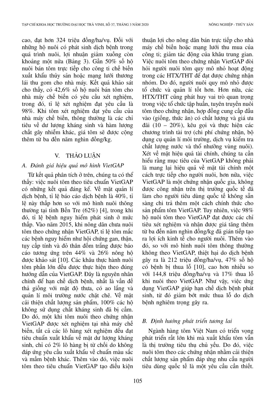 Hiện trạng và vai trò của chứng nhận Vietgap trong nuôi tôm: Nghiên cứu trường hợp nuôi tôm thẻ chân trắng ở tỉnh Sóc Trăng, Việt Nam trang 8