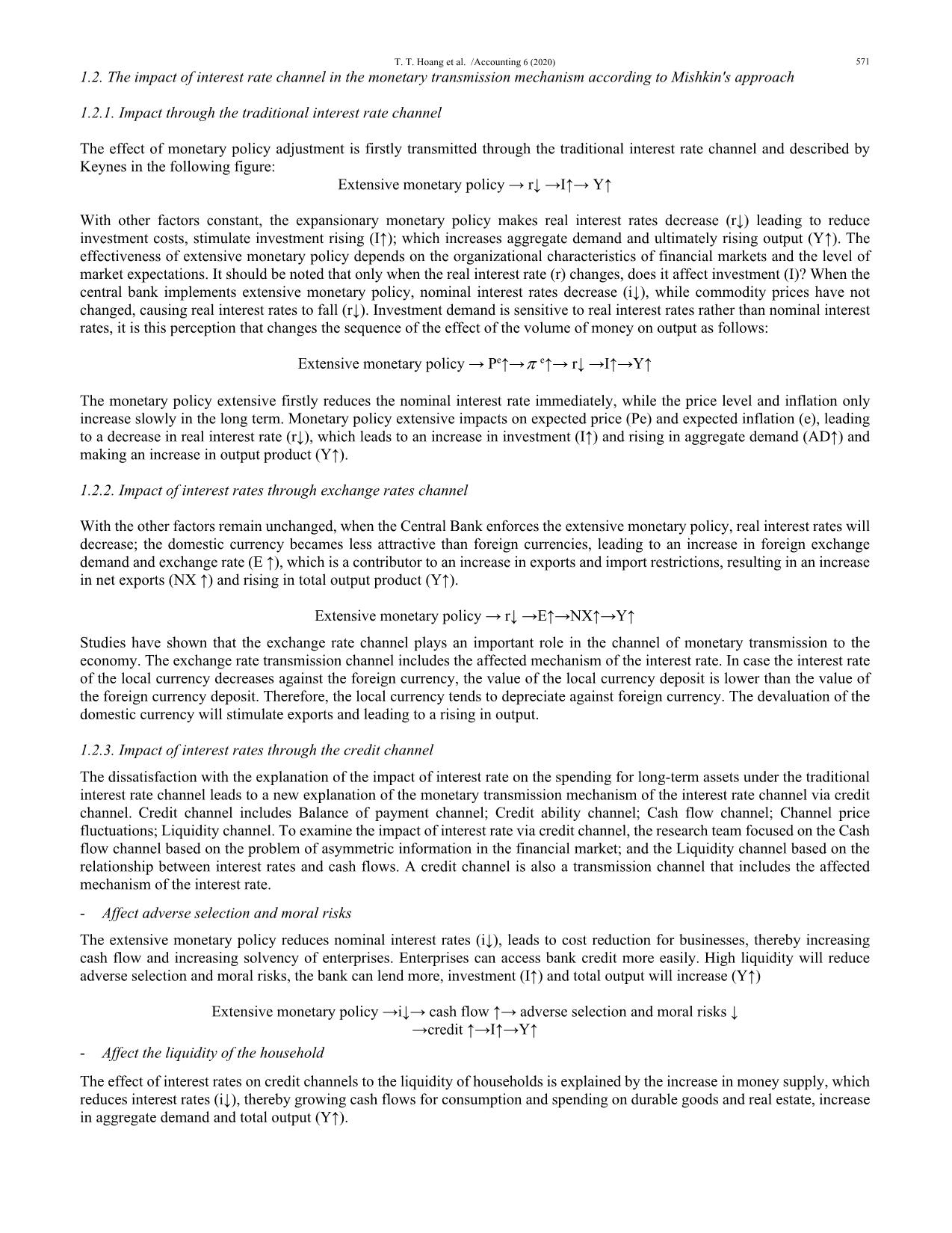 The impact of interest rate channel on the monetary transmission mechanism in Vietnam trang 3