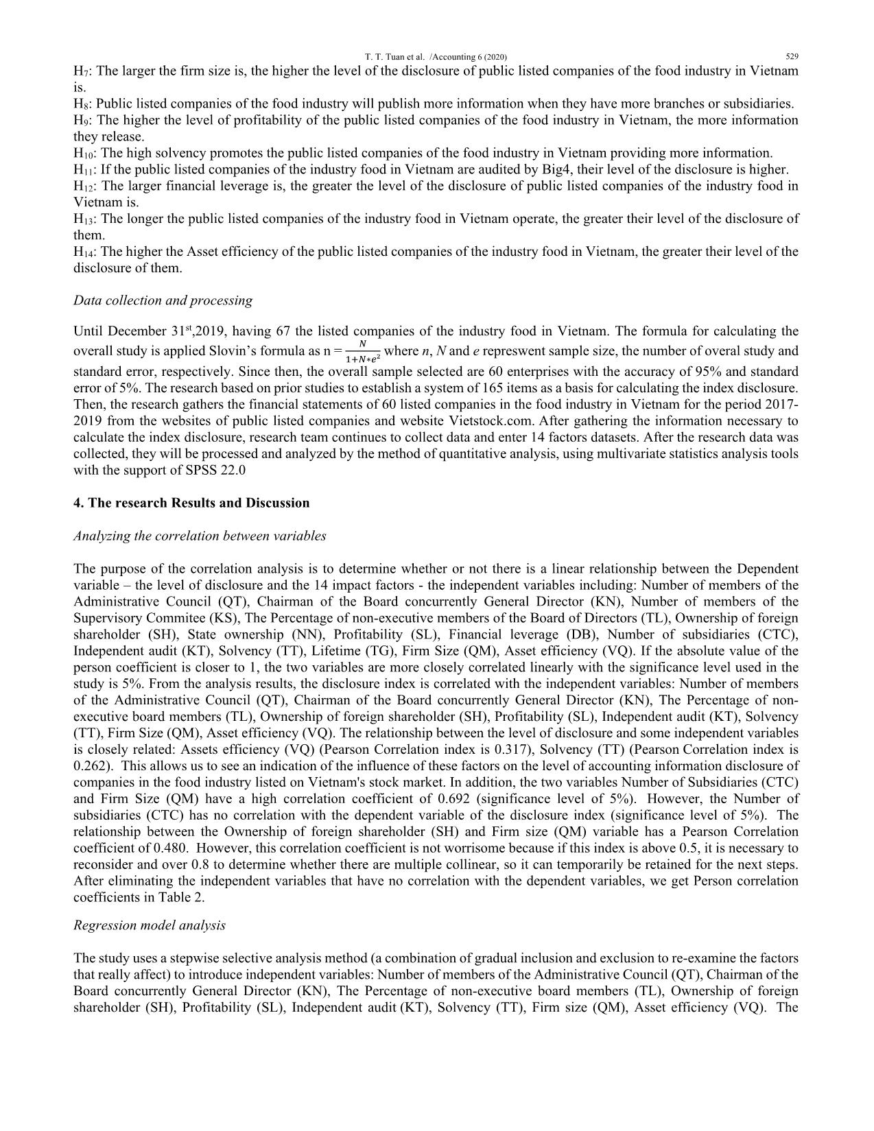 The effect of factors on degree of disclosing accounting information: Evidence from food industry trang 5